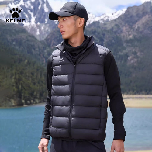 KELME卡尔美轻薄羽绒马甲男女冬健身训练跑步坎肩外套运动马夹