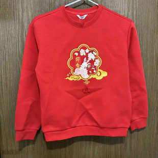 特步儿童正品春秋休闲新年玉兔套头卫衣可爱女童上衣677124204009