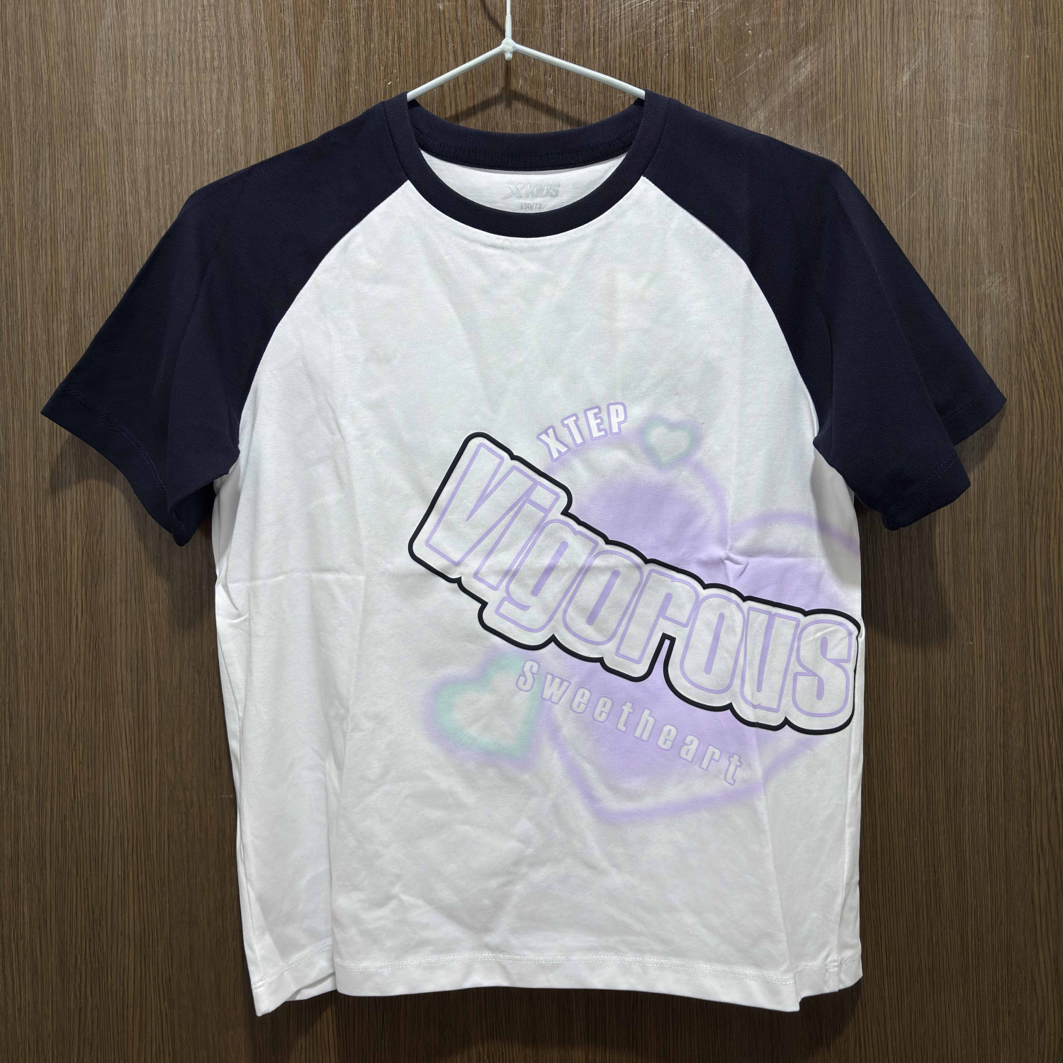 特步儿童正品夏季休闲拼色圆领百搭女童运动T恤短袖676324014216