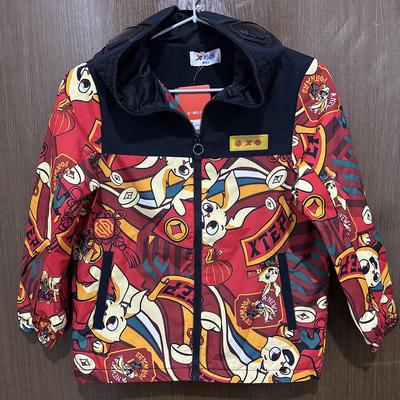 特步儿童正品春连帽加绒保暧风衣