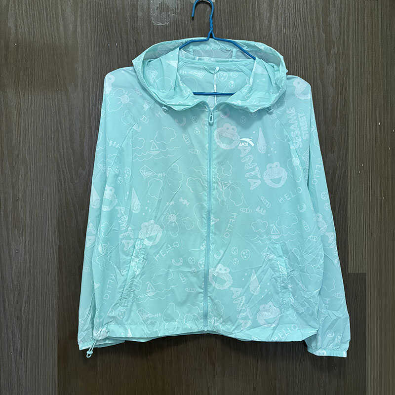 安踏正品夏季芝麻街联名外套女防晒衣梭织开衫运动上衣162328607