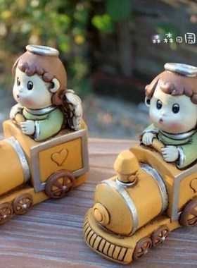 树脂复古做旧天使小火车水滴娃娃