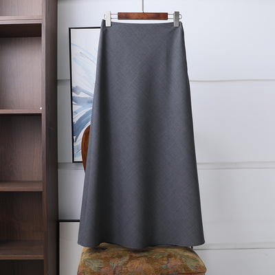 长款A字裙简约瘦高腰羊毛很显瘦