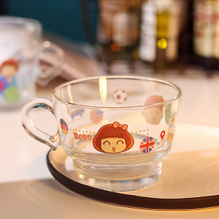 情侣杯耐热水杯家用儿童牛奶杯卡通玻璃杯可爱杯子耐高温成人喝水