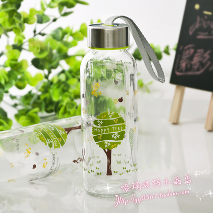 Korean glass cup portable cup for female student Korean version fresh water cup for men creative trend water bottle cute simple