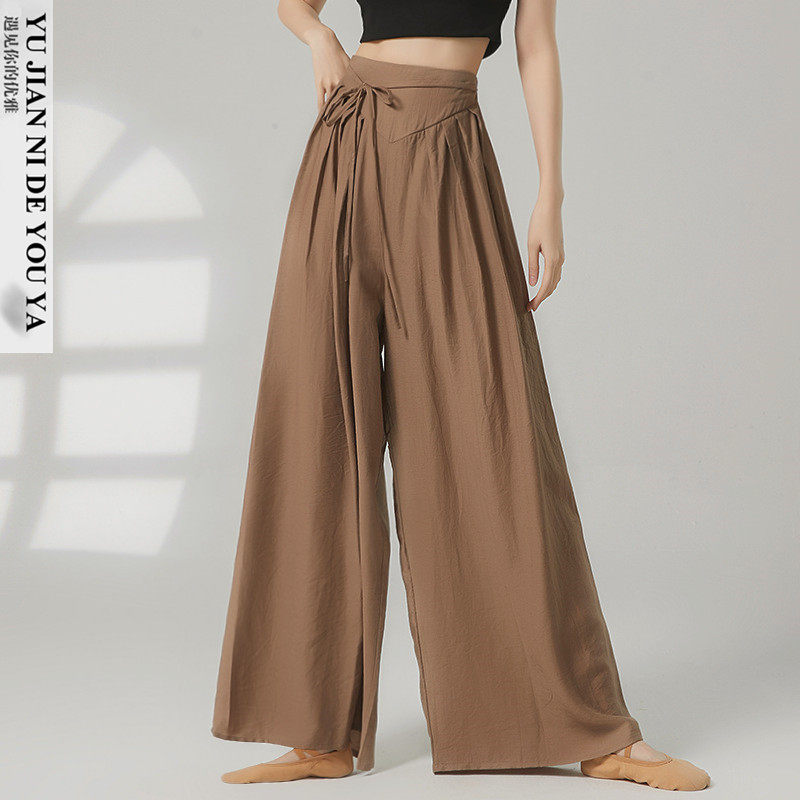 2025新款棉麻系带高腰现代舞裤中国舞古典舞蹈裤练功裤阔腿裤子女,运动/瑜伽/健身/球迷用品,现代舞服装,淘宝优惠券,粉丝福利购,淘宝优惠卷