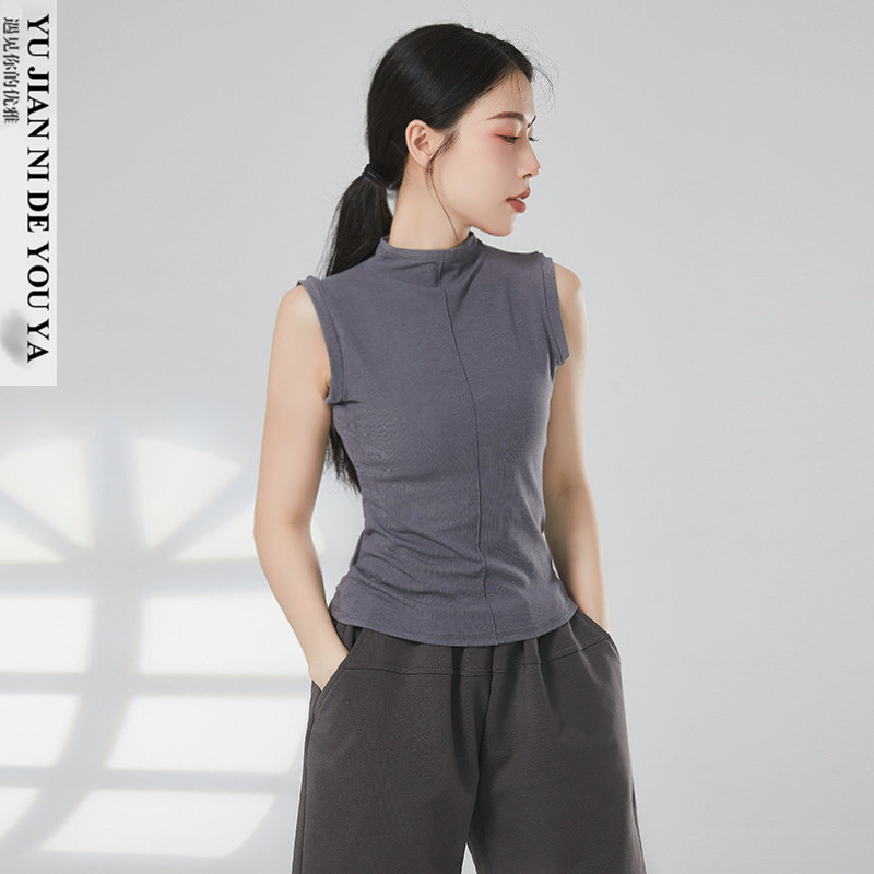 2025新款夏季日常可穿无袖高领现代舞蹈服成人练功服上衣女款背心