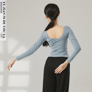 纯棉v领露背芭蕾形体服现代舞蹈服装成人专用练功服上衣女款新款