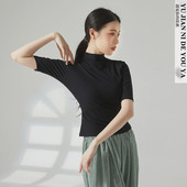 黑色半高领形体服拉丁舞现代舞服中国舞古典舞蹈服装 练功服上衣女