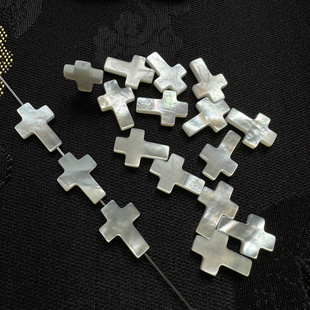 白蝶贝直孔十字形串珠十字架diy项链手链耳饰配件材料天然贝壳