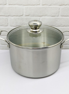 德国品牌家用汤锅304不锈钢无涂层双耳烹饪厨房用具内径24cm锅具