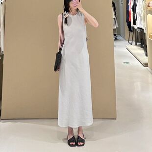 现货 CS女装标准版型斜裁亚麻混纺中长连衣裙夏季新品1271954004