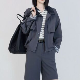 现货 2026工装短款外套女拼接袖口宽松休闲百搭防风夹克上衣秋