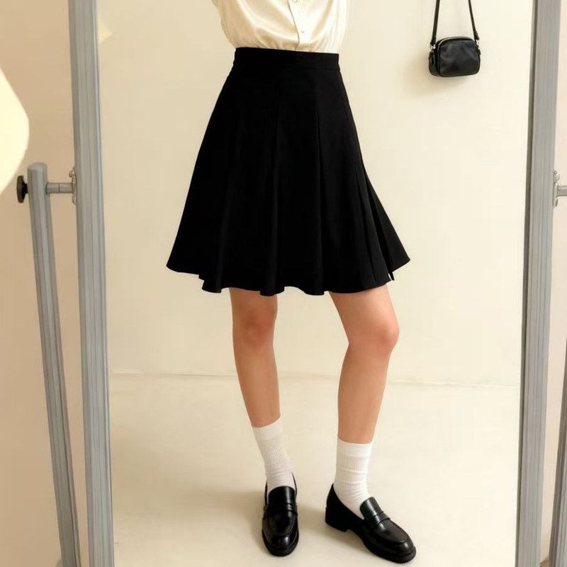 现货 CS女装标准版型伞形A字迷你半裙黑色短款大摆裙2025冬季新品