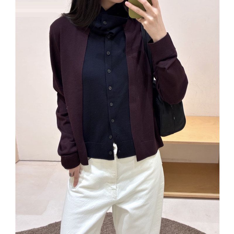 现货 CS女装标准版型极简风针织开衫毛衣上衣藏青色2025冬季新品