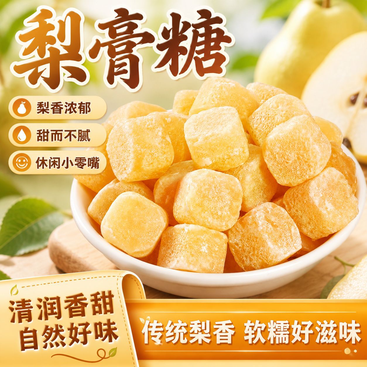 百草梨膏糖薄荷味清凉糖清凉爽口秋梨膏糖清新自然传统薄荷梨膏糖
