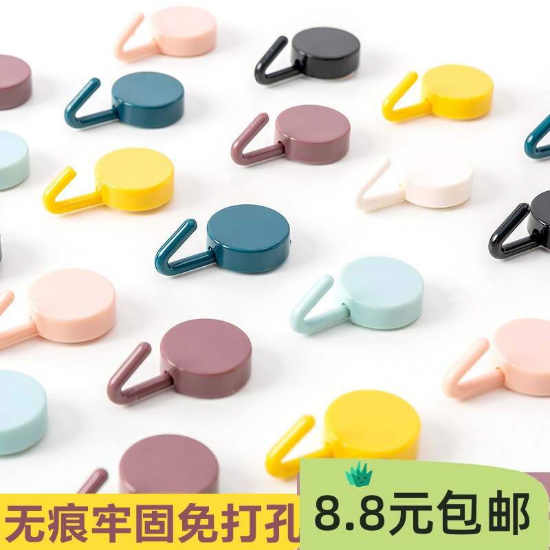 新品10个装塑料粘贴挂钩粘胶挂架厨房卫生间免打孔墙壁粘钩直销