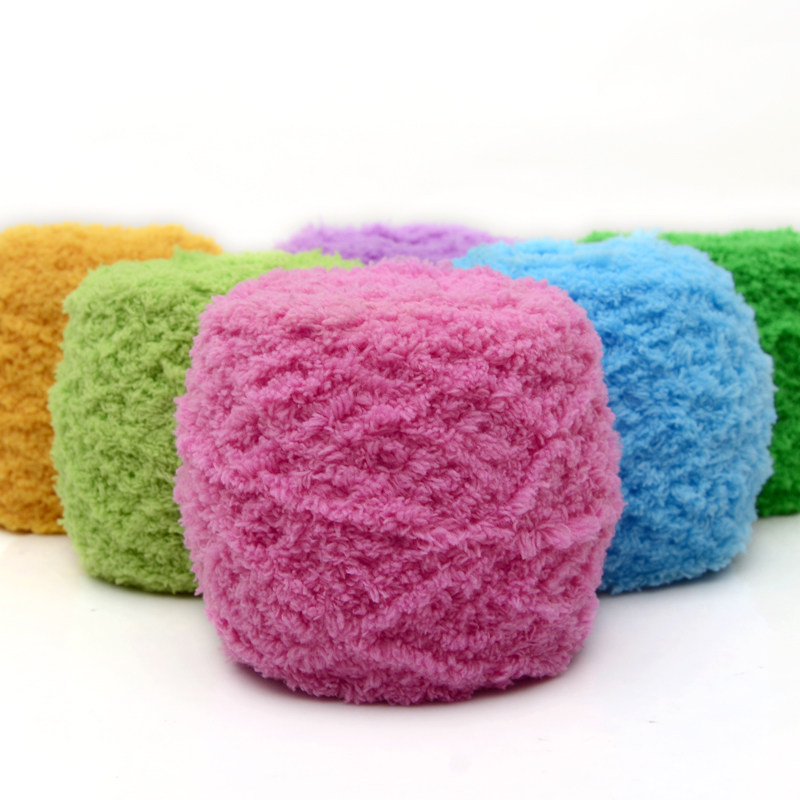 3 STRANDS OF CORAL FLUFF WOOLEN BALL VELVET TOWEL LINE SCARF BABY THREAD HANDMADE DIY WOVEN BAG BAG SELF-WOVEN MATERIAL BAG
