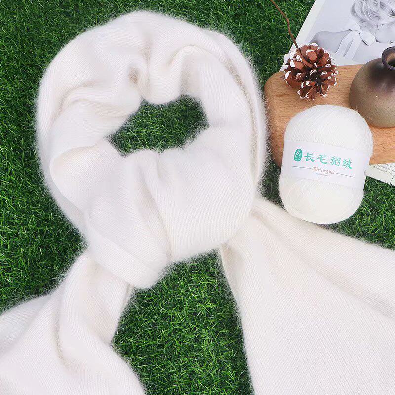 LONG-HAIRED MINK WOOL LONG-HAIRED WOOL FAUX FUR THREAD HAND-KNITTED FUR VELVET SCARF SHAWL MEDIUM THICK BABY YARN BALL