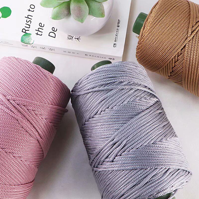 LIGHT BODY ICE SILK ICE TWINE SUMMER SUN HAT HAND KNIT DIY CROCHET CUSHION HOLLOW BRIGHT SILK MEDIUM THICK WOOLEN YARN