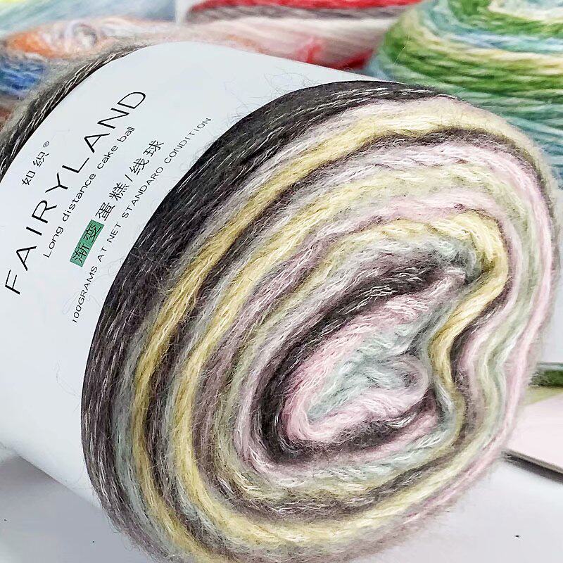 GRADIENT CAKE WOOLEN THREAD SWEATER COAT SCARF HAT THREAD HAND-KNITTED MEDIUM THICK KNITTING CROCHET NEEDLE WOOL WOOLEN THREAD BALL