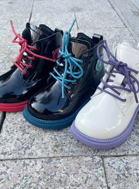 斯乃纳童鞋2022冬款SP243622男女小童羊皮加绒保暖儿童马丁短靴棉