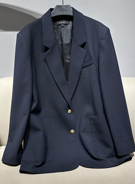 高端牛货 oldmoney老钱风 藏青羊毛精纺金属扣小宽肩西装西服外套