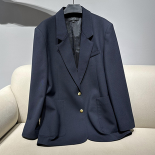 高端牛货 oldmoney老钱风 藏青羊毛精纺金属扣小宽肩西装西服外套