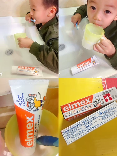 Зубная щетка Elmex младенца Эми может быть 1 год 2, фторид 3, 1 12 детей, 6 или более, не глотать