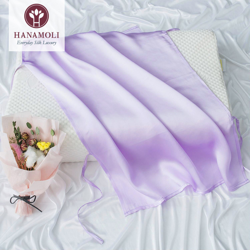 hanamoli真丝枕巾素绉缎枕头巾丝绸枕皮透气16姆米桑蚕丝舒适丝滑