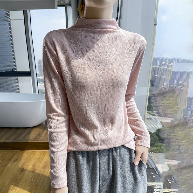 秋季半高领针织衫女内搭新款镂空