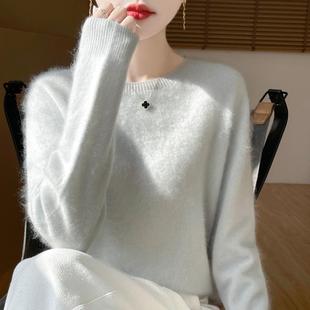 秋冬新款拉绒一线成衣圆领纯羊毛衫女气质时尚显瘦毛衣针织打底衫