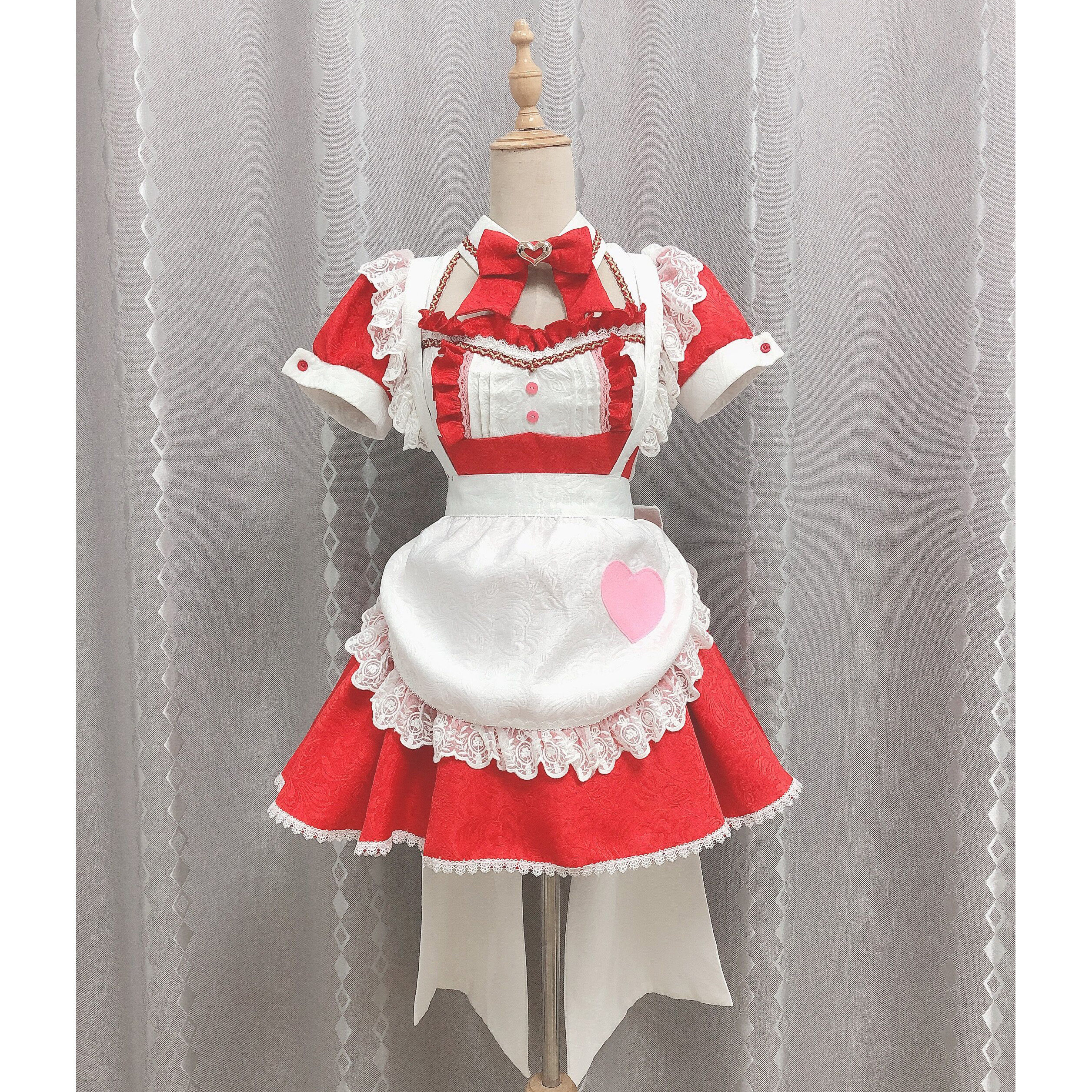 小知家  褶皱地狱 亚斯娜cos 刀剑神域 cosplay 红色女仆装