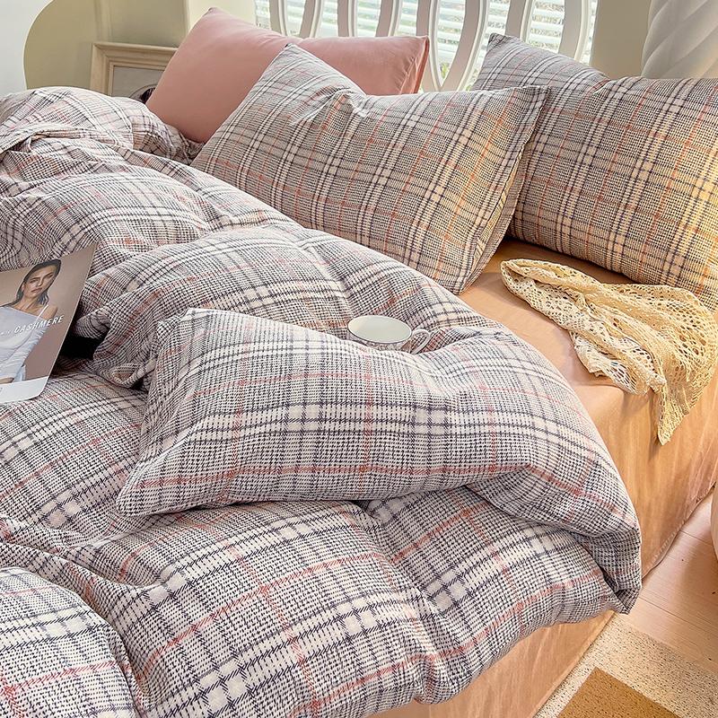 简约风全棉双层纱四件套