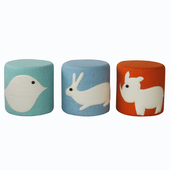 zdh创意动物卡通儿童凳子可爱圆形沙发凳小鸟兔子绘画室软凳定制