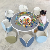 ZDH新品 儿童益智拼装 积木桌组合早教幼儿园桌椅学习桌商场玩乐桌