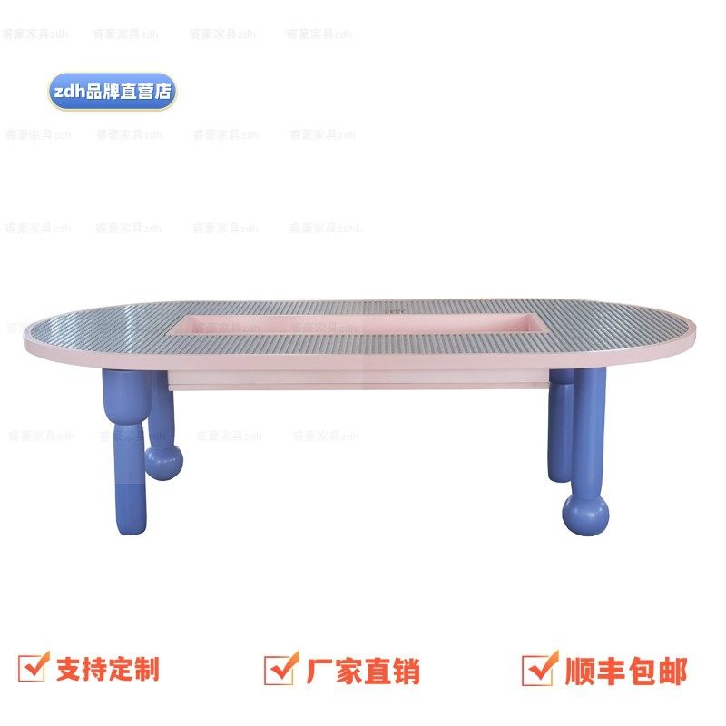 zdh儿童大号积木桌实木凹槽趣味图片