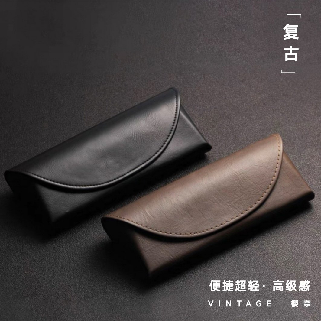 高档疯马皮手工复古轻奢 羊巴皮超轻近视眼镜盒墨镜太阳镜收纳盒,ZIPPO/瑞士军刀/眼镜,眼镜盒,淘宝优惠券,粉丝福利购,淘宝优惠卷
