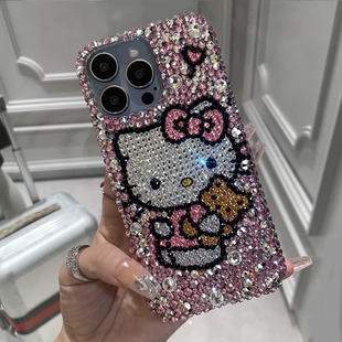 网红懒懒镶钻手机壳成品水钻苹果系列iPhone16promax14卡通15pro