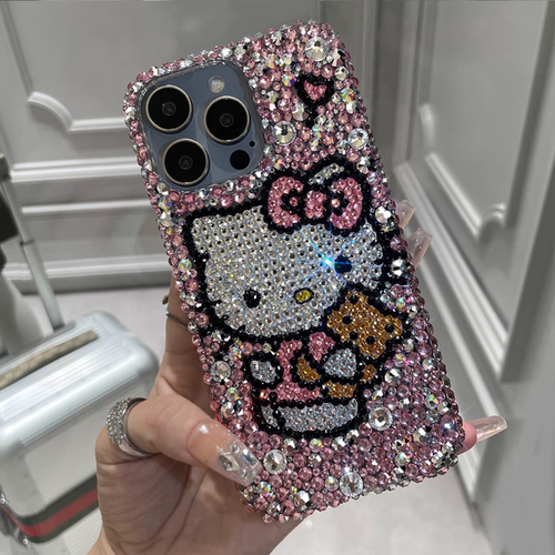 网红懒懒镶钻手机壳成品水钻苹果系列iPhone16promax14卡通15pro