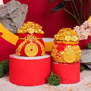 创意发财钱袋摆件中控台车载车内饰办公室桌面装饰品寓意好的礼品