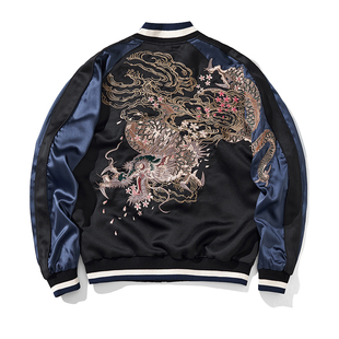 猴子商店刺绣夹克男棒球服中国风重磅重工龙刺绣横须贺