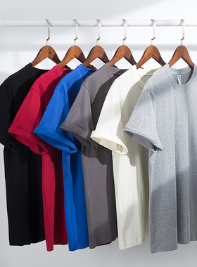 T002#全棉180克纯色净版夏季休闲男女基础款简约百搭宽松T恤学生