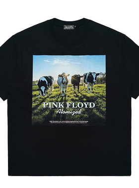 2024春夏迷幻摇滚乐队PinkFloyd奶牛印花短袖男女T恤重磅厚透气