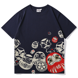 t恤青少年圆领 印花短袖 猴子商店 福神道乐日系原宿风达摩蛋个性