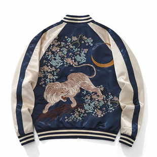 老虎横须贺刺绣夹克棒球服秋季 女情侣外套潮牌上衣 男款