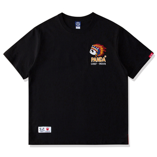 猴子商店VS印第安熊猫PANDA刺绣潮牌T恤卡通男女款 纯棉圆领 情侣装