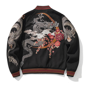 猴子商店2025重工横须贺刺绣毛呢夹克棒球服外套男女国风