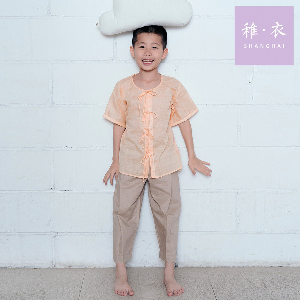 清凉透气 稚衣原创男女童中国风系带纯棉衬衫汉服家居休闲春夏秋