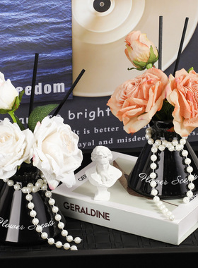 无火香薰仿真复古玫瑰花束摆件花瓶插花香薰精油轻奢家居装饰